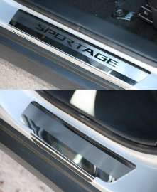 Накладки на внутр. пороги с рисунком (компл.4шт.) вместо пласт. "Kia Sportage" 2010-